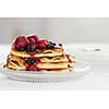 Pile of pancakes with jam