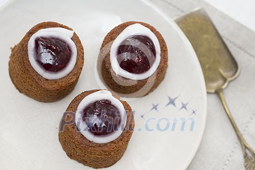 Runeberg torte on a plate Runeberg torte on a plate