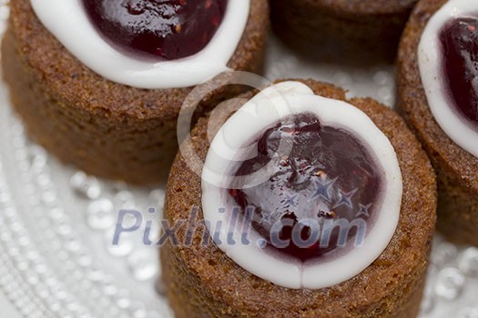 Runeberg torte on a plate Runeberg torte on a plate