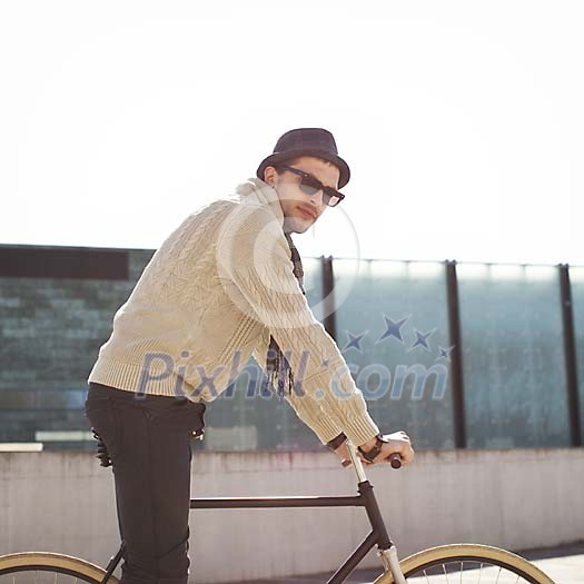 Man with a bicyckle Man with a bicyckle