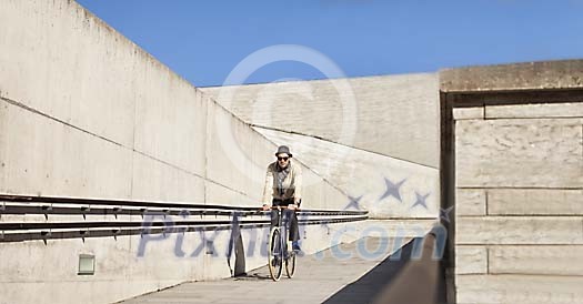 Man biking on a sunny day Man biking on a sunny day