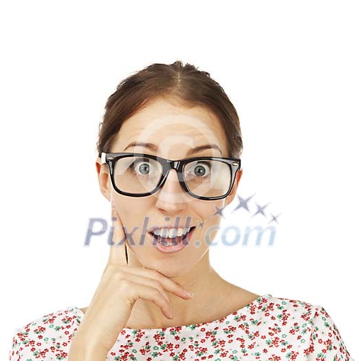 Surprised woman on a white background Surprised woman on a white background
