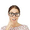 Surprised woman on a white background