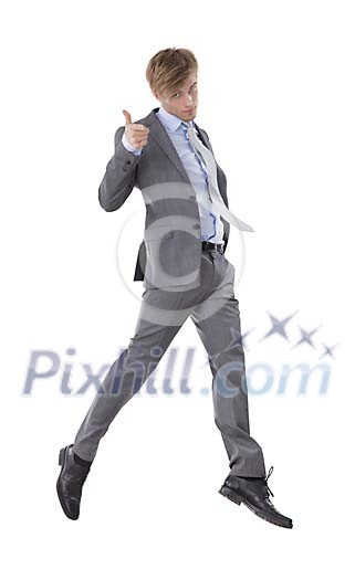 Isolated jumping businessman Isolated jumping businessman
