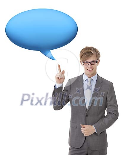 Isolated young businessman talking Isolated young businessman talking