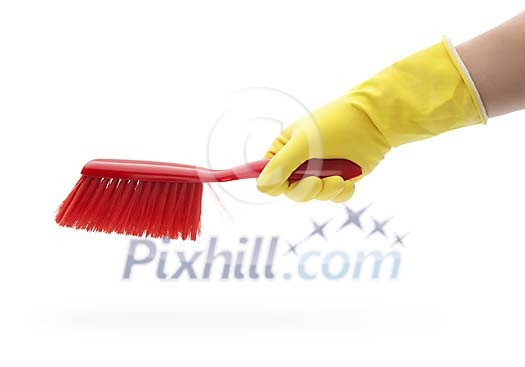 Isolated hand holding a brush Isolated hand holding a brush