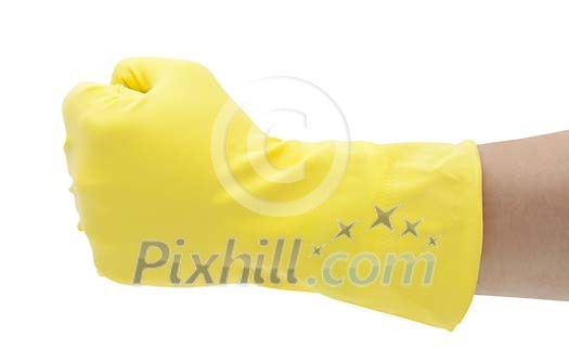 Isolated fist in a rubber glove Isolated fist in a rubber glove