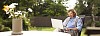 Man sitting outside with laptop