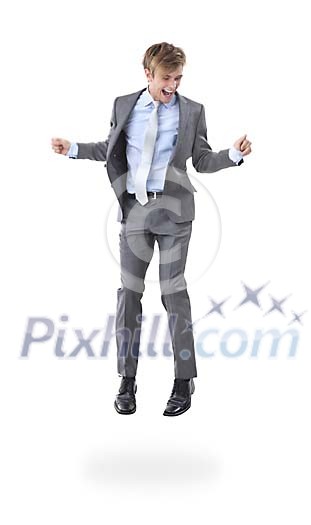 Businessman jumping for joy Businessman jumping for joy
