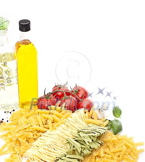 Pasta variation on a white background Pasta variation on a white background