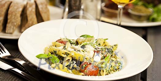 Pasta portion on a plate Pasta portion on a plate