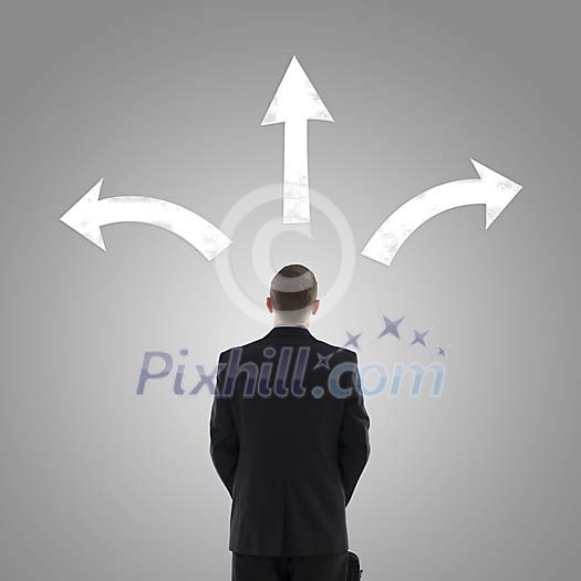 Man choosing a direction to go Man choosing a direction to go