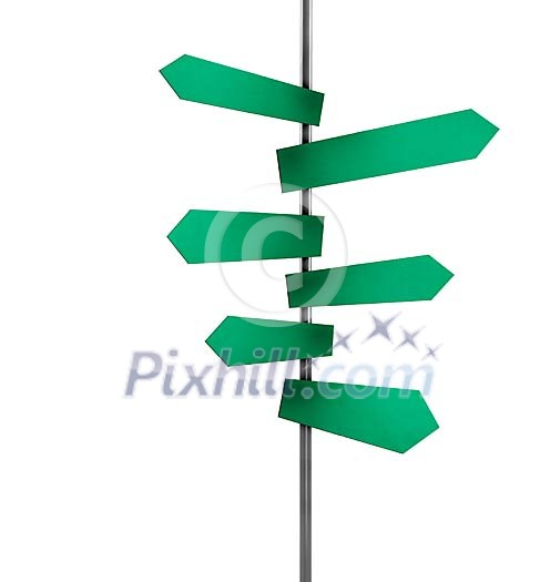 Isolated street post with directions signs Isolated street post with directions signs