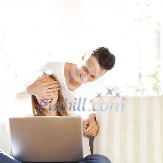 Young couple having fun at home Young couple having fun at home
