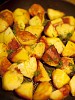 Close-up of golden fried potatoes