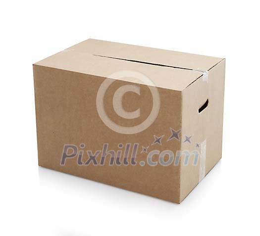 Brown cardboard box with hand made clipping path Brown cardboard box with hand made clipping path