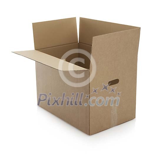 Brown cardboard box with hand made clipping path Brown cardboard box with hand made clipping path