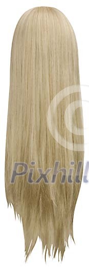 Long blond wig from behind with clipping path Long blond wig from behind with clipping path