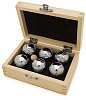 Petanque balls in wooden box with clipping path