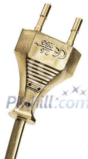 Golden electricity plug with clipping path Golden electricity plug with clipping path