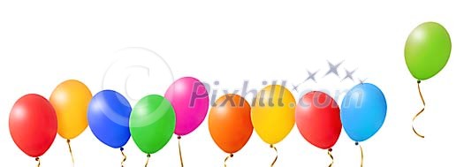 Row of colorful balloons with clipping path Row of colorful balloons with clipping path