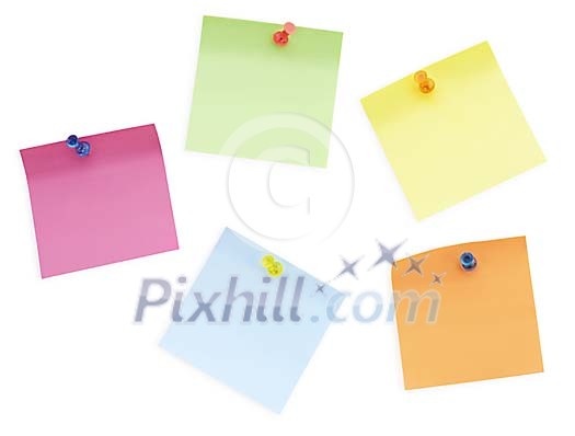 Colorfull notes on wall with clipping path