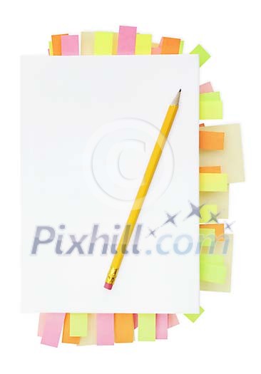 White book with lots of notes White book with lots of notes