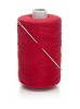 Isolated red sewing thread with a needle