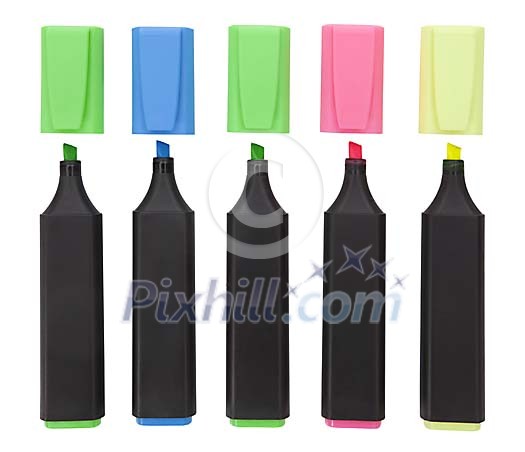 Isolated different coloured marker pens Isolated different coloured marker pens