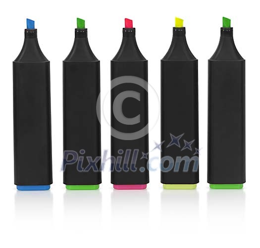 Isolated different coloured marker pens Isolated different coloured marker pens