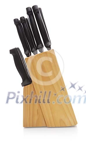 Isolated knife block with knives Isolated knife block with knives