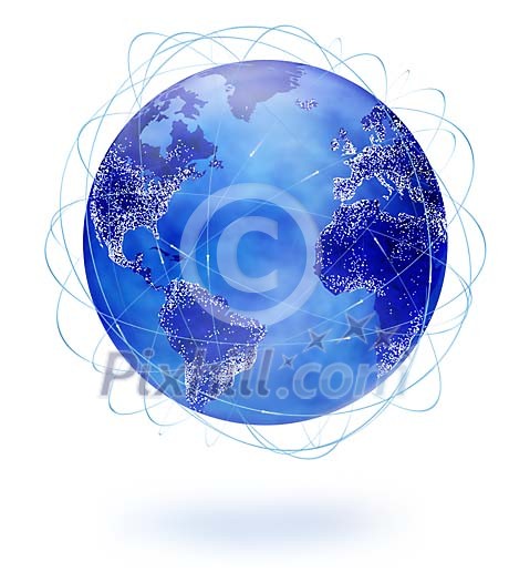 A conceptual globe with communication network A conceptual globe with communication network