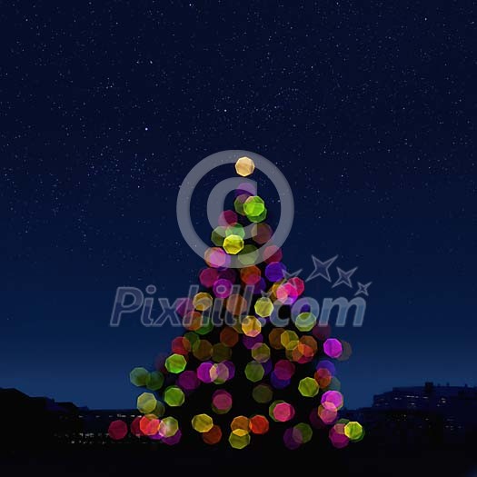 Digital Composite of Defocused Elements in City environment Digital Composite of Defocused Elements in City environment