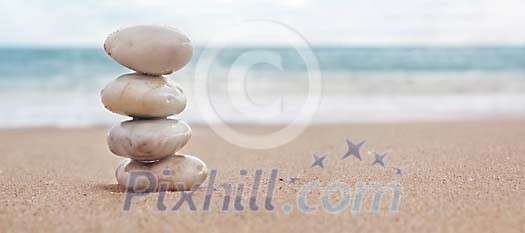 Pile of Pebbles on the Beach