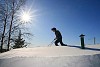 Snow clearing from roof after a heavy snow drift