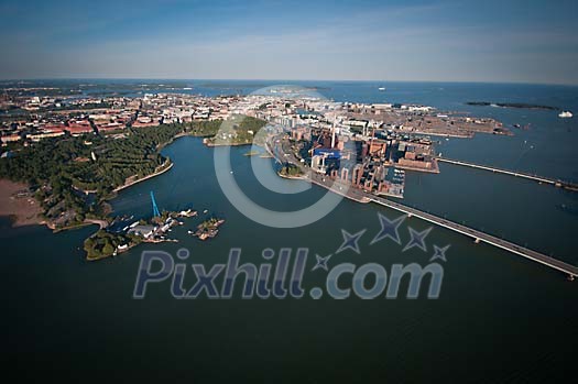 Photo from hot-air balloon above Helsinki, Finland.