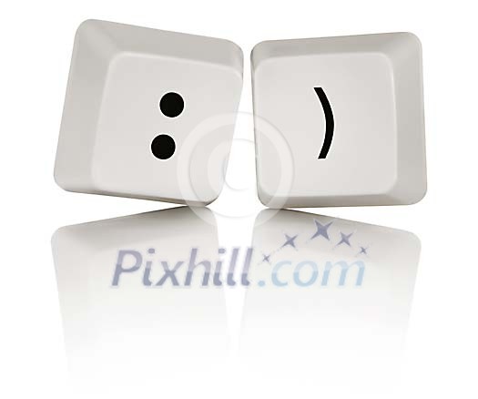 Computer Keys with social media smile symbol Computer Keys with social media smile symbol