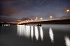 Lighted bridge in the evening