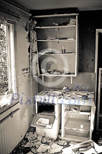 Inside of a looted house Inside of a looted house