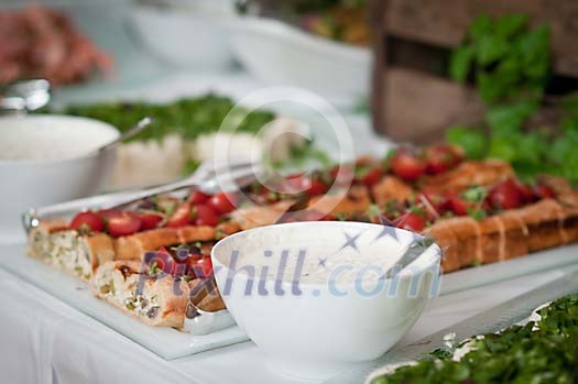 Food serving at an event Food serving at an event