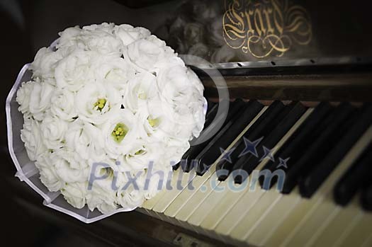 Wedding bouquet on piano keys Wedding bouquet on piano keys