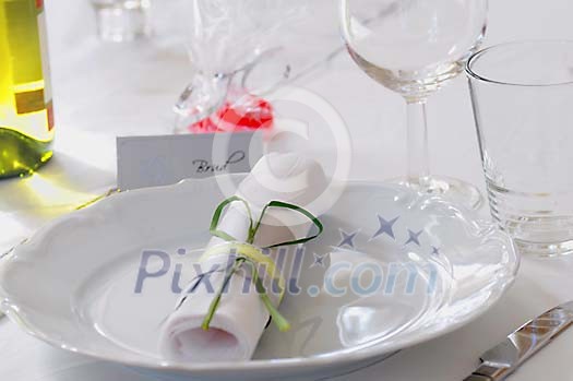 Table at a wedding reception Table at a wedding reception