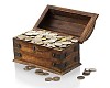 Isolated treasure chest with coins