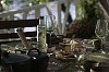 Outside table setted for evening dinner