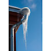 Big icicles hanging from the rainwater pipe