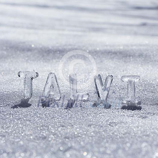 Ice letter spelling winter in finnish Ice letter spelling winter in finnish