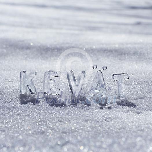 Ice letters spelling spring in finnish Ice letters spelling spring in finnish