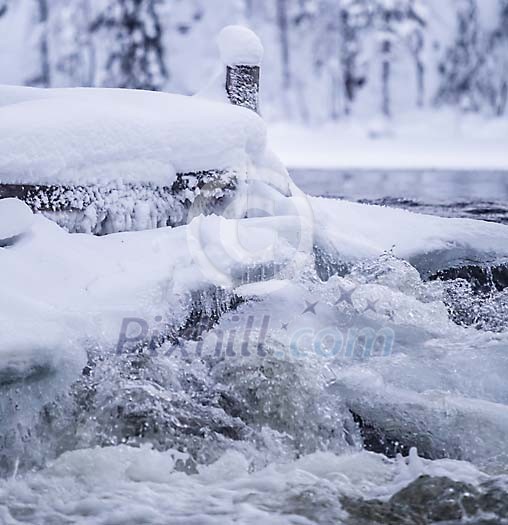 Flow of the icy river Flow of the icy river