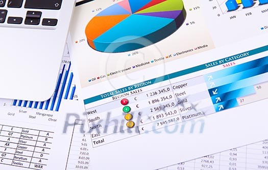 Graphs, charts, business table. The workplace of business people. Graphs, charts, business table. The workplace of business people.