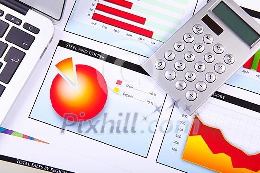Graphs, charts, business table. The workplace of business people. Graphs, charts, business table. The workplace of business people.